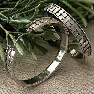 Textured Silver Hoop Earrings